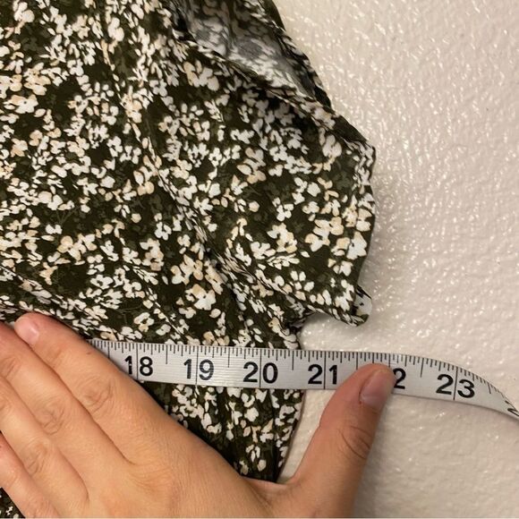 A New Day Short Sleeve green micro floral side Cut Out Dress hi low maxi L - Picture 10 of 12